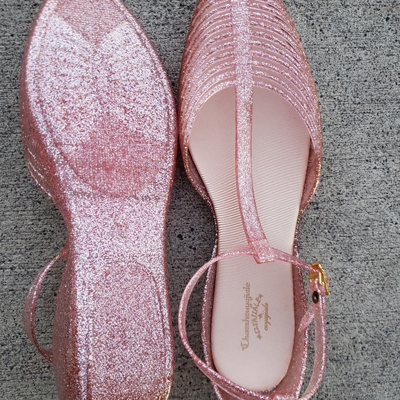 NEW Glitter Pink Jelly Sandals/Flats - Picture 2 of 4
